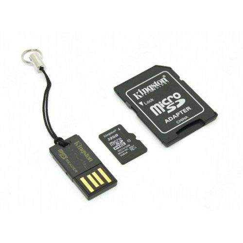  Карта памяти 32GB Kingston MBLY10G2/32GB MicroSDHC class 10 (with SD adapter + USB reader)