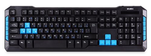  Клавиатура проводная Sven Challenge 9500 черная, 104+10 клавиш, 8 дополнительных сменных клавиш
