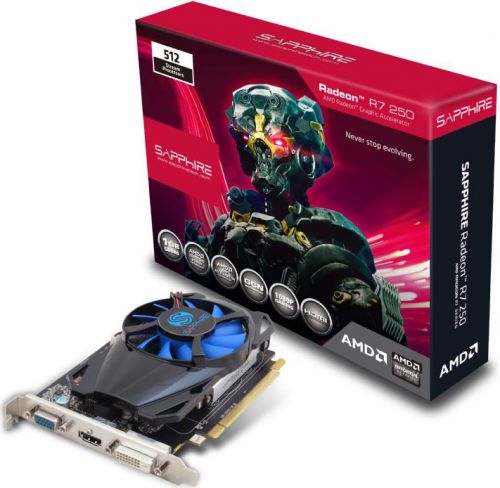  PCI-E Sapphire 11215-19-10G AMD Radeon R7 250E 1GB GDDR5 128bit 28nm 925/4500MHz DVI-D(HDCP)/HDMI/VGA OEM