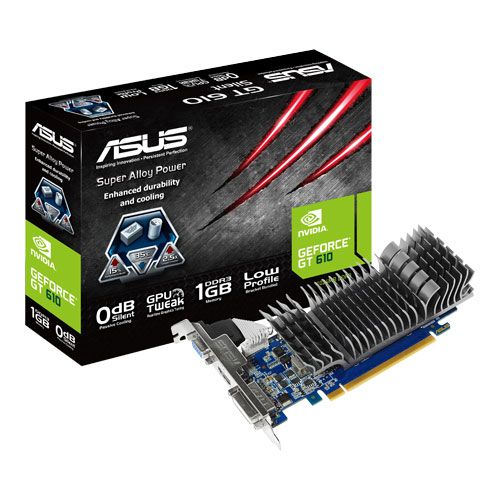  PCI-E ASUS GT610-SL-1GD3-L GeForce GT610 Low Profile 1Gb GDDR3 64bit 40нм 810/1200MHz SILENT DVI(HDCP)/HDMI/VGA RTL