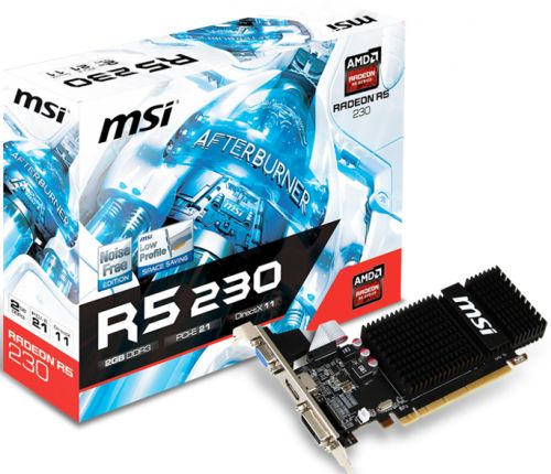  PCI-E MSI R5 230 2GD3H LP AMD Radeon R5 230 2GB GDDR3 64bit 40нм 625/1066Mhz DVI(HDCP)/HDMI/VGA RTL