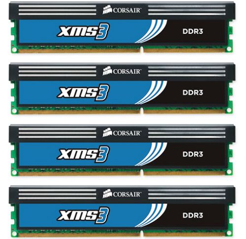  DDR3 16GB (4*4GB) Corsair CMX16GX3M4A1333C9 1333MHz, Unbuffered, 9-9-9-24, XMS3 with Classic Heat Spreader