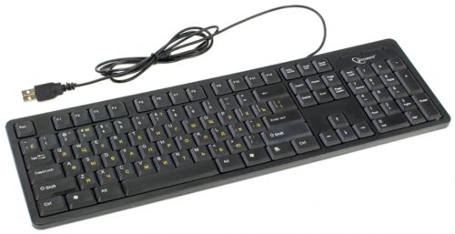  Клавиатура проводная Gembird KB-8340U-BL черный, USB, ножничный механизм клавиш, 104 клавиши
