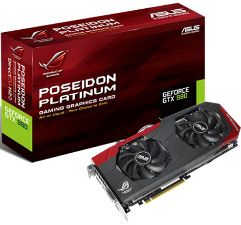  PCI-E ASUS POSEIDON-GTX980-P-4GD5 GeForce GTX 980 4GB GDDR5 256bit 1178/7010MHz DVI(HDCP)/HDMI/DisplayPort*3 RTL