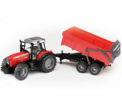  Игрушка Bruder 02-045 Трактор Massey Ferguson 7480 с прицепом