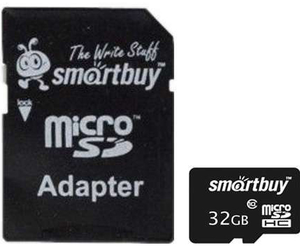  Карта памяти 32GB SmartBuy SB32GBSDCL10-01 micro SDHC class 10 (SD адаптер)