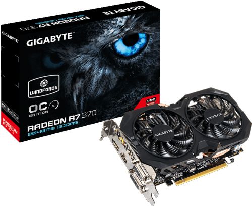  PCI-E GIGABYTE GV-R737WF2OC-2GD Radeon R7 370 2GB GDDR5 256bit 28nm 1015/5600MHz 2*DVI(HDCP)/HDMI/DisplayPort RTL