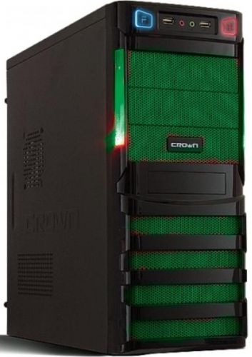  ATX Crown CMC-SM162 черный с зеленым SMART PLUS 450W (USB 2.0 x2, Audio)