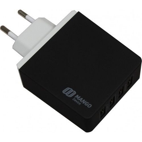  Зарядное устройство сетевое Mango Device Семейное 4 USB порта, 5,4 A, черное