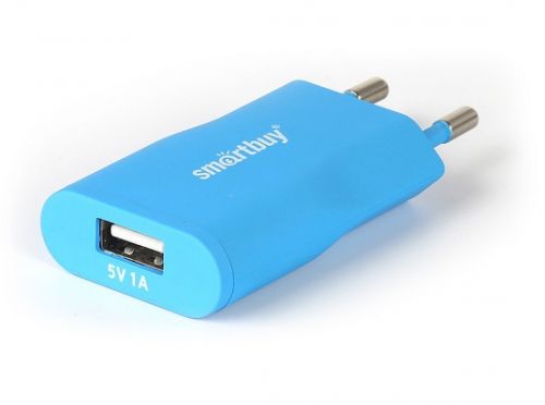  Зарядное устройство сетевое SmartBuy Satellite USB, 1А, Soft-touch, синее (SBP-2700)