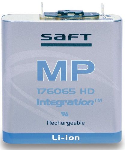  Аккумулятор SAFT MP176065 Int-07553Y Li, Ion типоразмера призма номинальным напряжением 3.7 В емкостью 6.8 Ач провода выводы Траб: -50...60 В°C