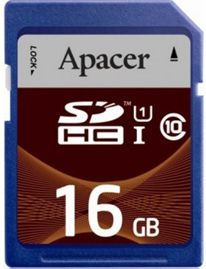  Карта памяти 16GB Apacer AP16GSDHC10U1-R SDHC Class 10 UHS-I