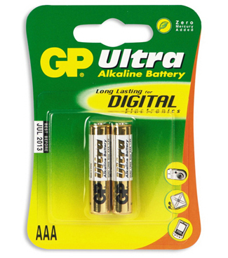  Батарейка GP Ultra alkaline 24AU (LR03) (1,5V) 2шт 1,35 Ah size AAA