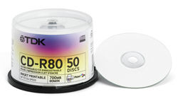  Диск CD-R TDK CD-R80PWWCBA50-V
