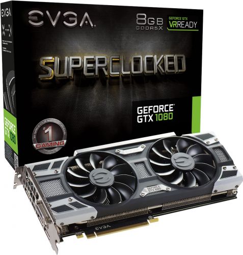  PCI-E EVGA 08G-P4-6183-KR GeForce GTX 1080 SC GAMING ACX 3.0 8GB GDDR5 256bit DVI(HDCP)/HDMI/3*DisplayPort RTL