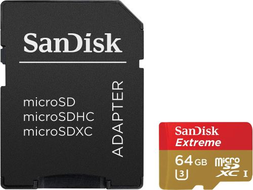  Карта памяти 64GB SanDisk SDSQXNE-064G-GN6AA MicroSDXC Class 10 UHS-I U3 Extreme (SD адаптер)