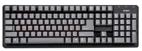  Клавиатура проводная Sven Standard 301 USB серая ,105 клавиши, влагоустойчивая конструкция, красная кириллица, классич. раскладка, цветная коробка