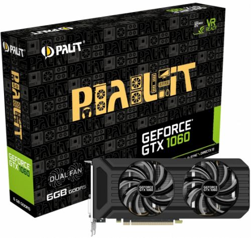  PCI-E Palit PA-GTX1060 Dual 6G GeForce GTX 1060 6GB GDDR5 192bit DVI/HDMI/3xDisplayPort RTL (NE51060015J9-1061D)