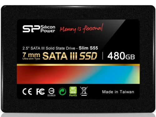  Твердотельный накопитель SSD 2.5&#039;&#039; Silicon Power SP480GBSS3S55S25 Slim S55 480GB SATA 6Gb/s 500/556Mb 30000 IOPS NCQ
