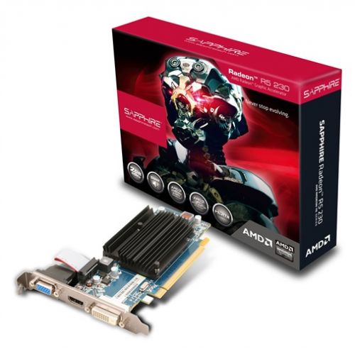  PCI-E Sapphire 11233-02-20G AMD Radeon R5 230 Low Profile 2GB GDDR3 64bit 40nm 625/1334MHz DVI(HDCP)/HDMI/VGA LRET