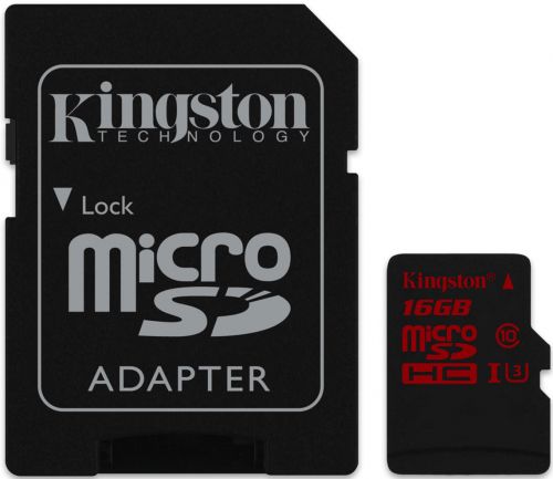  Карта памяти 16GB Kingston SDCA3/16GB microSDHC Class 10 UHS-I U3 (SD adapter)