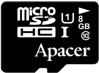  Карта памяти 8GB Apacer AP8GMCSH10U1-RA micro SD Class 10 UHS-I (R/W 30/10 MB/s) (без адаптера)