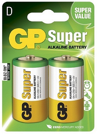  Батарейка GP Super alkaline 13A(LR20) (1,5V) 2шт 13.1Ah size D