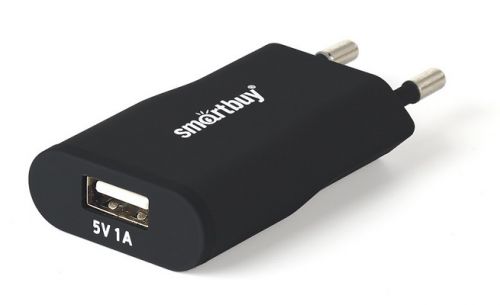  Зарядное устройство сетевое SmartBuy Satellite USB, 1А, Soft-touch, черное (SBP-2400)