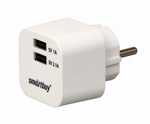  Зарядное устройство сетевое SmartBuy VOLT 3.1 A, 2хUSB, белое (SBP-2100)