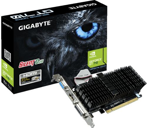  PCI-E GIGABYTE GV-N710SL-2GL GeForce GT 710 2GB Low Profile GDDR3 64bit 28nm 954/1800MHz DVI(HDCP)/HDMI/VGA Охлаждение пассивное RTL