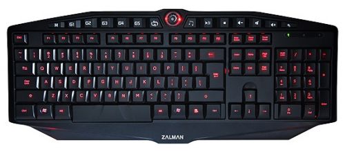  Клавиатура проводная Zalman ZM-K400G USB, игровая с двойной подсветкой, 5 игровых и 7 мультим. клавиш, встроенный микроконтр., черная