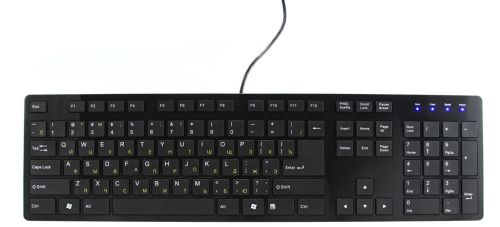 Клавиатура проводная BTC 6390U-BL USB, черная, ультратонкая, 4 доп.клавиш, с ножничным механизмом клавиш