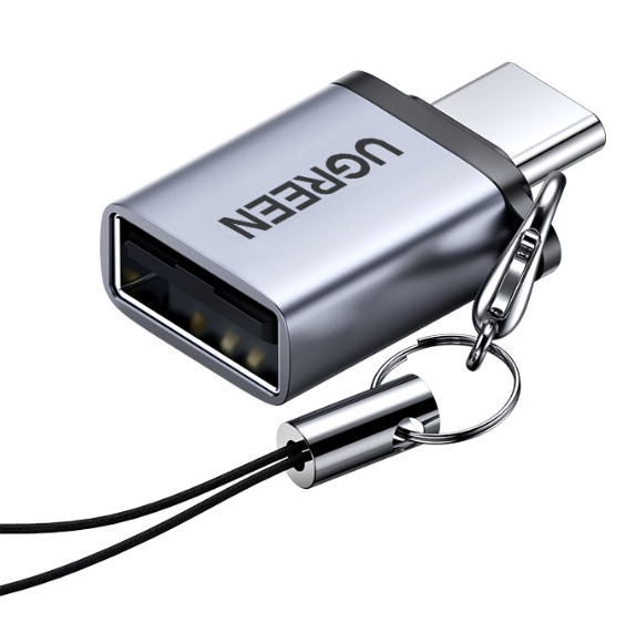 

Адаптер UGREEN 50283 USB Type C to USB 3.0 A с ремешком, серый космос, 50283