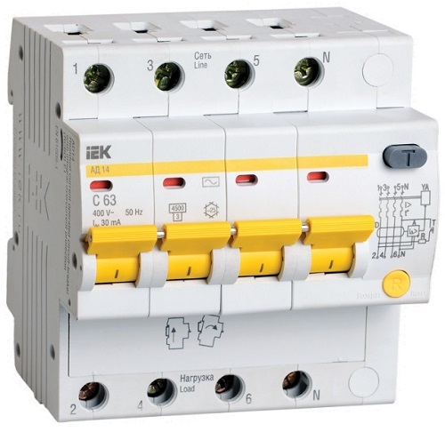 

Автоматический выключатель дифф. тока (АВДТ) IEK MAD10-4-016-C-100 АД14 4п 16А 100мА, MAD10-4-016-C-100