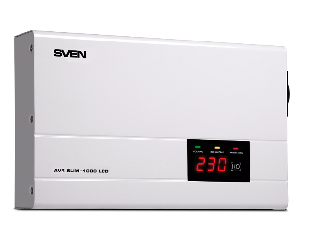

Стабилизатор Sven AVR SLIM-1000 SV-012816 LCD, 1000VA/800W, 220V, вх СЕЕ7/7, вых СЕЕ7/4, AVR SLIM-1000