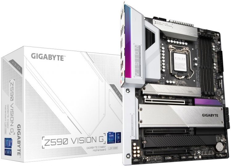 

Материнская плата ATX GIGABYTE Z590 VISION G (LGA1200, Z590, 4*DDR4(3200), 6*SATA 6G RAID, 3*M.2, 3*PCIE, 8CH audio, 2.5Glan, 8*USB 3.2/3*USB Type-C,, Z590 VISION G