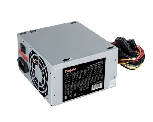 Блок питания ATX Exegate AB550 EX282066RUS 550W, 8cm fan, 24p+4p, 3*SATA, 2*IDE, FDD