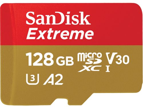Карта памяти 128GB SanDisk SDSQXA1-128G-GN6AA Extreme microSDXC for Action Cams and Drones + SD Adapter 160MB/s A2 C10 V30 UHS-I U3 - фото 1