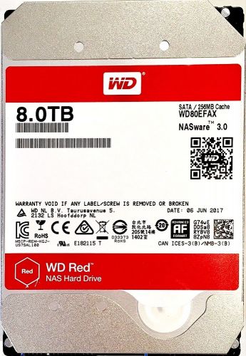 Жесткий диск 8TB SATA 6Gb/s Western Digital WD80EFAX 3.5" WD Red 5400rpm 256MB NCQ Bulk