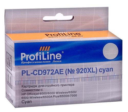 Картридж ProfiLine PL-CD972AE-C №920XL для принтеров HP officejet 6000/6500/7000 Cyan водн ProfiLine