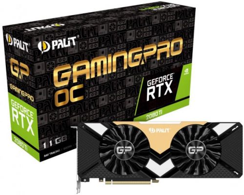 

Видеокарта PCI-E Palit GeForce RTX 2080 Ti GamingPro OC 11GB GDDR6 352bit 12nm 1350/14000MHz (HDCP)/HDMI/3*DisplayPort/USB Type-C RTL, GeForce RTX 2080 Ti GamingPro OC