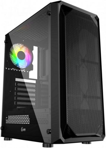 Корпус ATX Powercase Mistral Z1 Mesh LED CMIZB-L1 Tempered Glass, 1x 120mm 5-color fan, чёрный