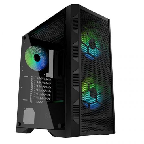 Корпус ATX Powercase Mistral H3С Mesh ARGB CMIH3C-A3 черный, без БП, с окном, 2*USB 2.0, USB 3.0, audio