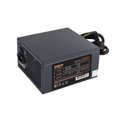 Блок питания ATX Exegate 1200PPX EX258920RUS-S 1200W RTL, SC, black, active PFC, 14cm, 24p+2*(4+4)p,PCI-E, 5*SATA, 4*IDE, FDD + кабель 220V с защитой