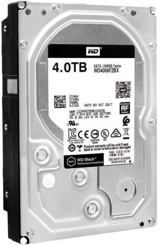 Жесткий диск 4TB SATA 6Gb/s Western Digital WD4005FZBX 3.5" WD Black 7200rpm 256MB Bulk