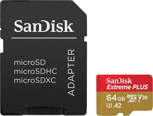 Карта памяти 64GB SanDisk SDSQXBZ-064G-GN6MA Extreme Plus microSDXC + SD Adapter + Rescue Pro Deluxe 170MB/s A2 C10 V30 UHS-I U3 - фото 2