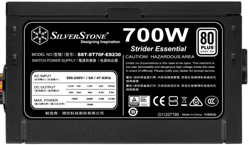 Блок питания ATX SilverStone ST60F-ES230 SST-ST70F-ES230 700W, 80 Plus EU, active PFC, 120mm fan