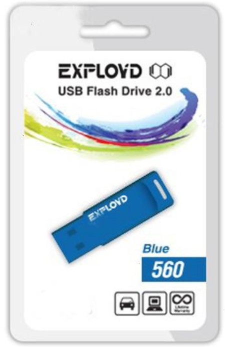 

Накопитель USB 2.0 16GB Exployd 560 синий, 560