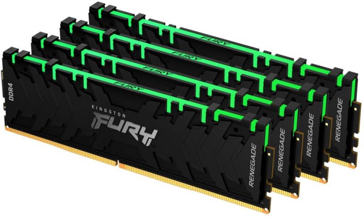 

Модуль памяти DDR4 64GB (4*16GB) Kingston FURY KF432C16RB1AK4/64 Renegade RGB 3200MHz CL16 2RX8 1.35V 288-pin 8Gbit, KF432C16RB1AK4/64