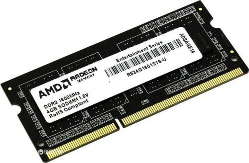 Модуль памяти SODIMM DDR3 4GB AMD R534G1601S1S-U 1600MHz, PC3-12800, CL11, 1.5V, Non-ECC, Retail